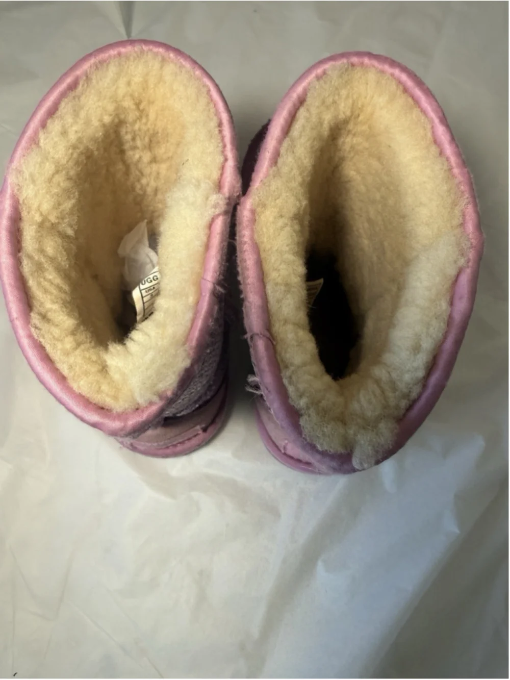 GIRLS UGG AUSTRALIA PINK SEQUIN WINTER BOOTS SHEEPSKIN LINED SPARKLE US 3/UK 2